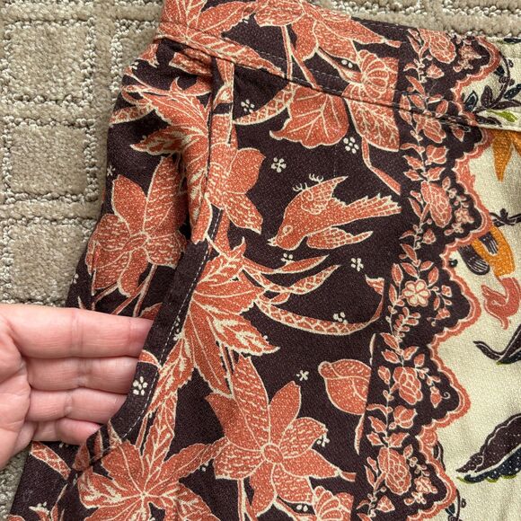 Anthropologie Smocked Balloon-Leg Pants Women's 4 Tan Floral Boho Jogger Harem - Picture 7 of 12